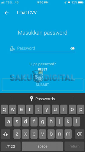 Masukan Password Akun Jenius