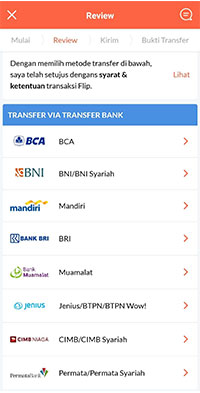 tap Bank untuk pengirim