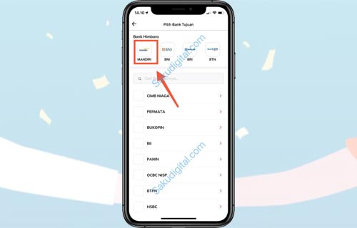 Pilih Bank Tujuan