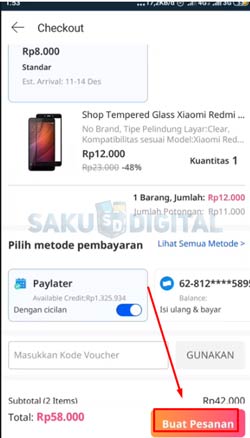 9 Klik Buat Pesanan