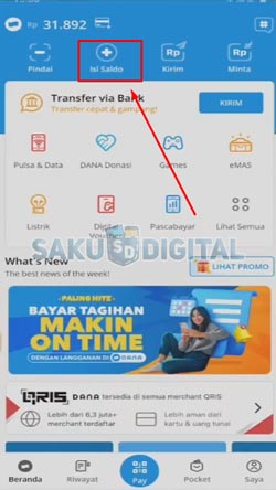 2 Pilih Menu Isi Saldo