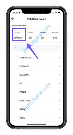 4 Pilih Bank Tujuan