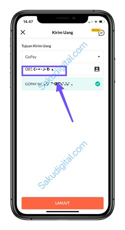 5 Input Nomor HP Gopay