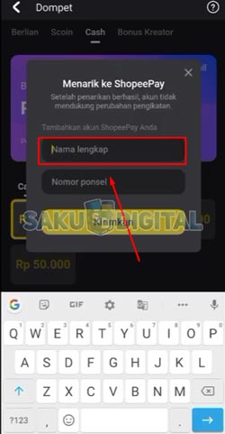 7 Masukkan Nama di Akun ShopeePay