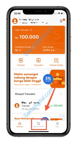 2 Klik Menu BayarTransfer