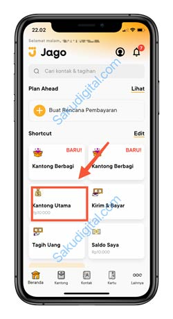 2 Pilih Menu Kantong Utama