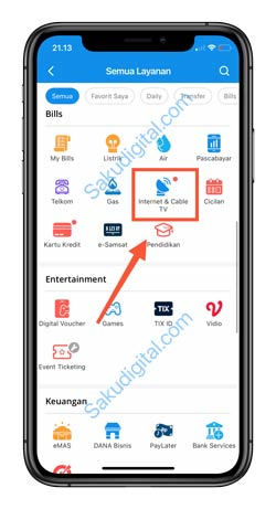 3 Pilih Menu Internet TV Kabel