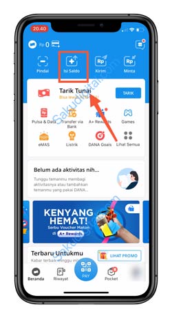 2 Pilih Menu Isi Saldo 1