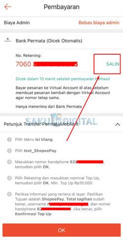 6 Salin Kode Pembayaran