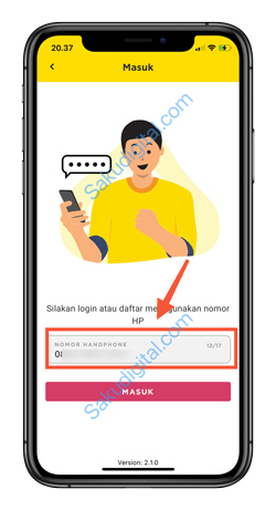 3 Masukkan Nomor HP