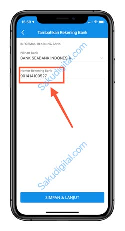 8 Masukkan Nomor Rekening