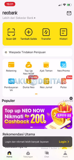 1 Buka Aplikasi NeoBank 2