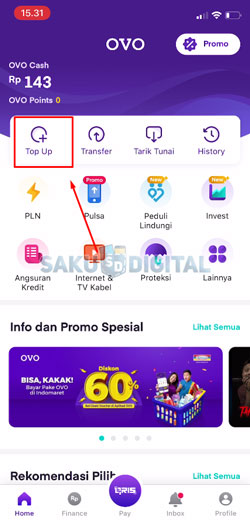 2 Pilih Menu Top Up