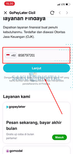 5 Masukkan Nomor HP