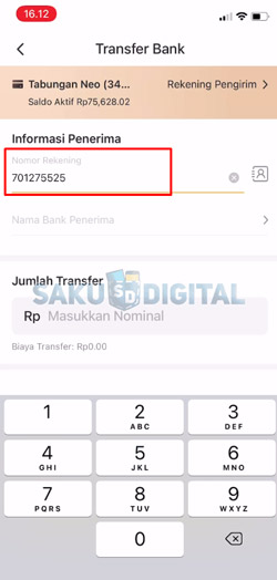 5 Masukkan Nomor Rekening 2