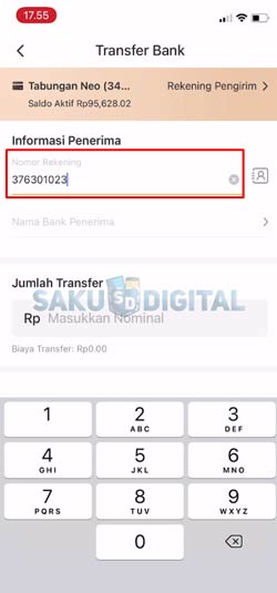 5 Masukkan Nomor Rekening