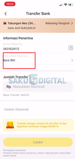 6 Pilih Nama Bank Penerima 1