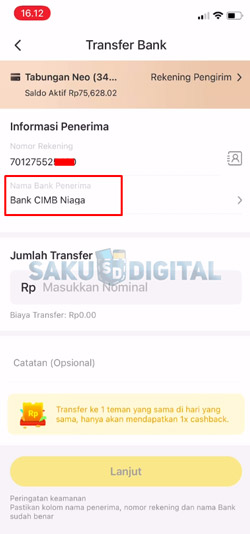 6 Pilih Nama Bank Penerima 2