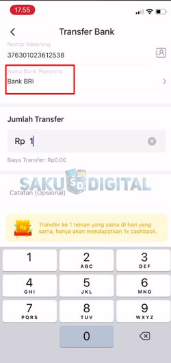 6 Pilih Nama Bank Penerima