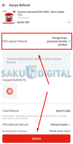 7 Pilih Alasan Refund