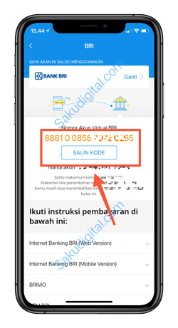 4 Salin Kode Nomor VA BRI
