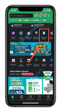 2 Pilih Menu Top Up Tagihan
