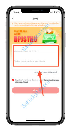 5 Masukkan Email Password BPJSTKU