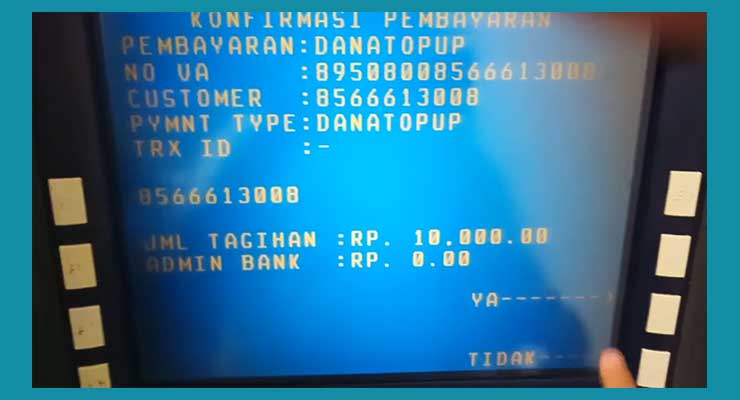 Konfirmasi Pembayaran atau Top Up MTIX di ATM Mandiri