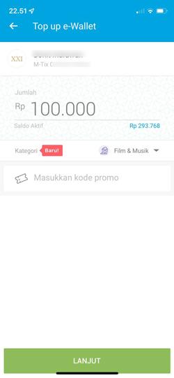 Masukkan Nominal Top Up 1