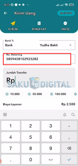 11 Masukkan Nomor Rekening bank BRI