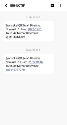 Contoh SMS Notifikasi BRI