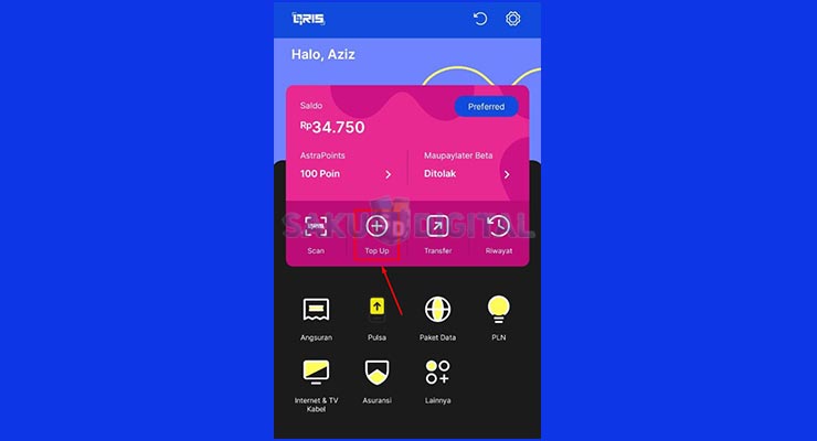 Pilih Menu Top Up AstraPay
