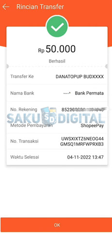 8. Masukkan PIN ShopeePay dan Cara Mengirim Saldo ShopeePay ke DANA Berhasil